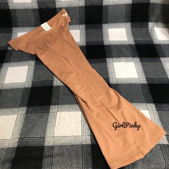 VS PINK TOFFEE FOLDOVER FLARE COTTON LEGGINGS LIMITED EDITION - Picture 4 of 11